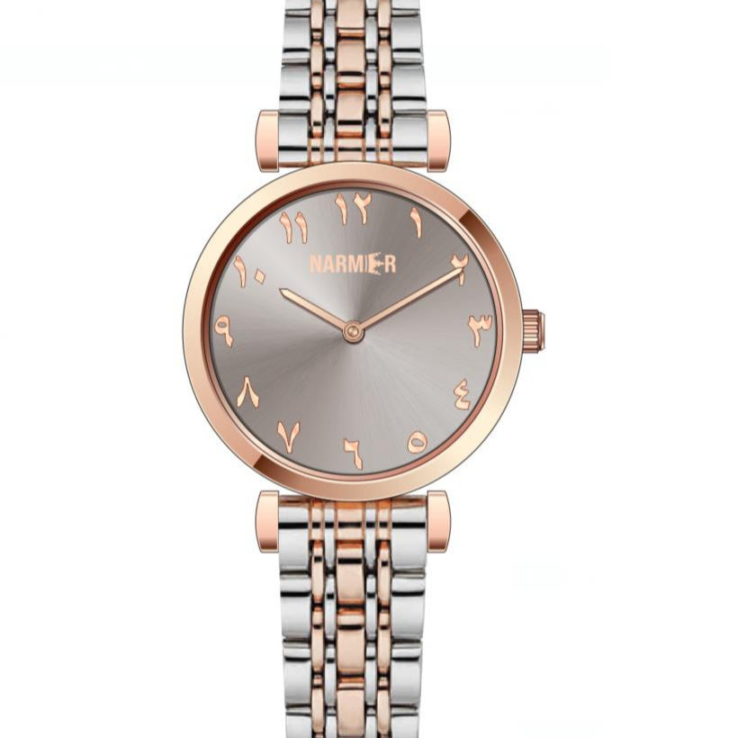 Narmer Althaea – Two-Tone Rose Gold & Silver Arabic Numeral Watch